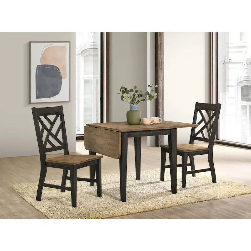Harper Dining Chair with Lattice Back and 4 Legs, Brushed Brown & Pecan, Set of 2