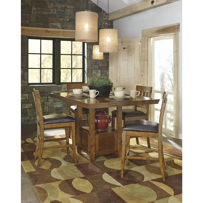 Signature Design by Ashley Ralene Medium Brown 5-Piece Counter Height Dining Package