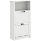 HOMCOM Shoe Cabinet, Freestanding Shoe Storage Cabinet Organizer with 2 Flip Drawers, Adjustable Shelves