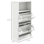 HOMCOM Shoe Cabinet, Freestanding Shoe Storage Cabinet Organizer with 2 Flip Drawers, Adjustable Shelves