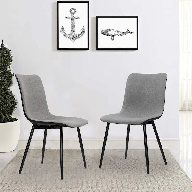 Dining Chairs set of 4 Mid-century Modern Industrial Fabric Side Chairs, Grey
