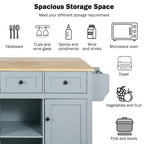 Kitchen Island on 5 Wheels with Storage Cabinet and 3 Drawers