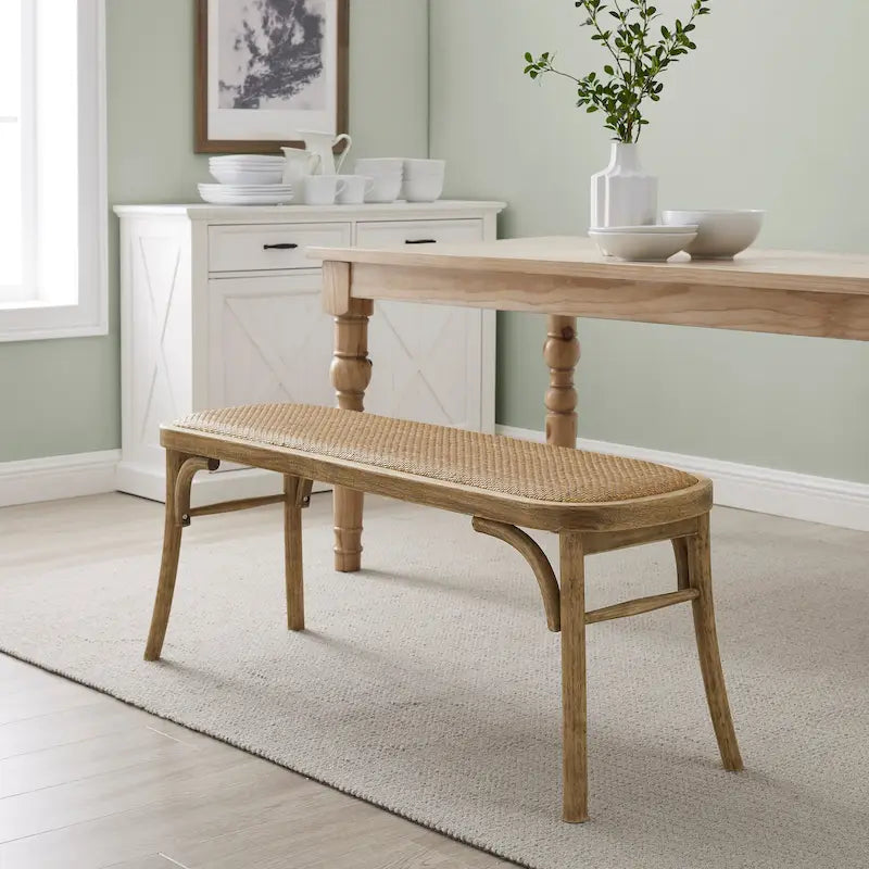 Bentwood Rattan Bench