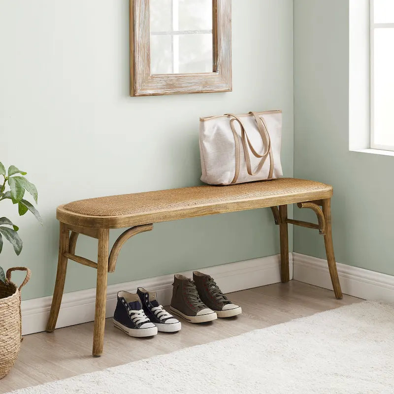 Bentwood Rattan Bench