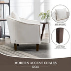 Linen/Polyester Upholstered Mid Century Barrel Chair with Ottoman