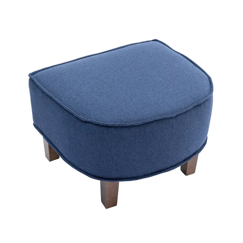Linen/Polyester Upholstered Mid Century Barrel Chair with Ottoman