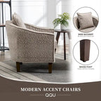 Linen/Polyester Upholstered Mid Century Barrel Chair with Ottoman