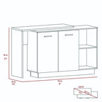 TUHOME Sicilia Kitchen Island with 2 Open Shelves, Double Door Cabinet, and 3 Inner Shelves