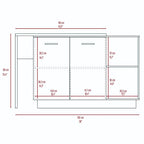 TUHOME Sicilia Kitchen Island with 2 Open Shelves, Double Door Cabinet, and 3 Inner Shelves