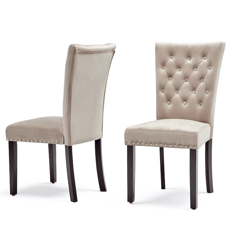 Silver Orchid Flohr Tufted Velvet Dining Chairs (Set of 2)