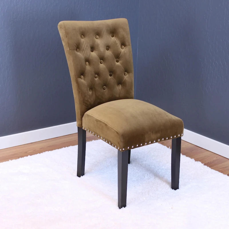 Silver Orchid Flohr Tufted Velvet Dining Chairs (Set of 2)