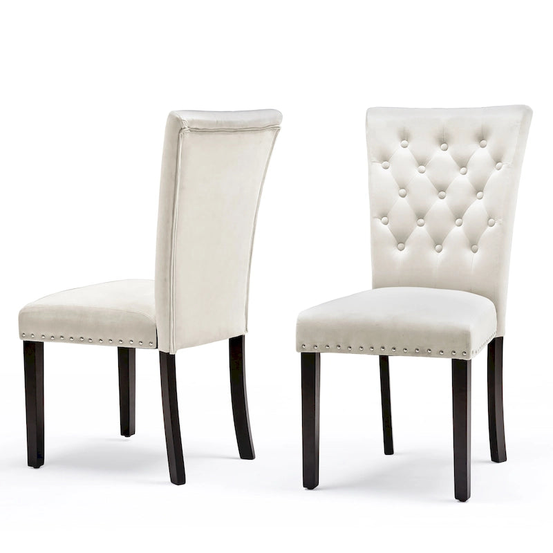 Silver Orchid Flohr Tufted Velvet Dining Chairs (Set of 2)