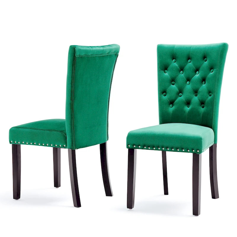 Silver Orchid Flohr Tufted Velvet Dining Chairs (Set of 2)