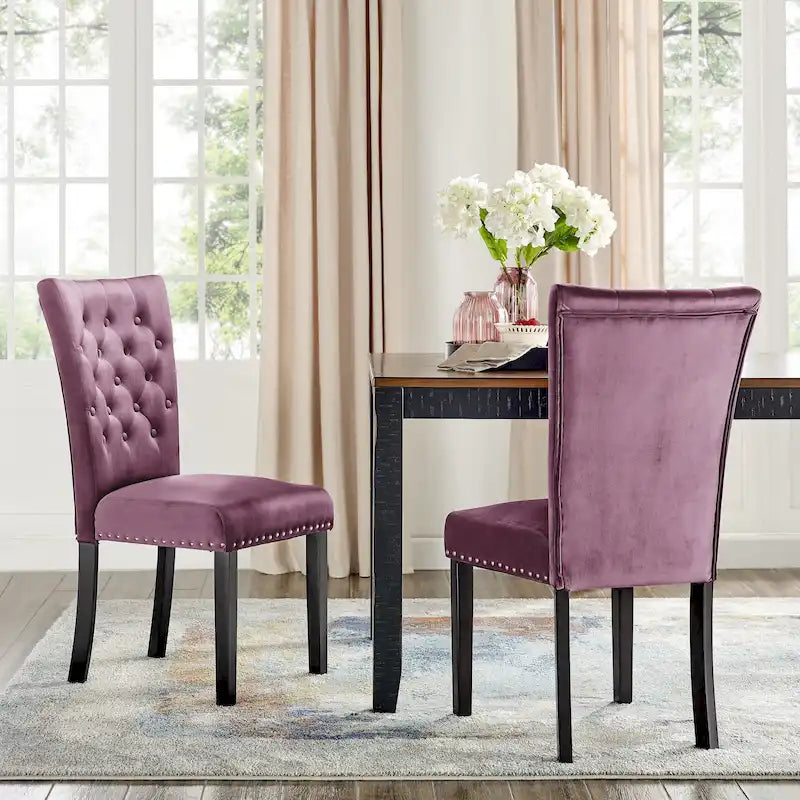 Silver Orchid Flohr Tufted Velvet Dining Chairs (Set of 2)