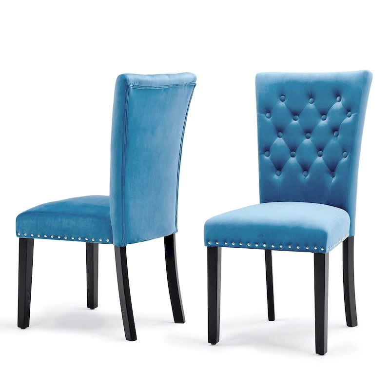 Silver Orchid Flohr Tufted Velvet Dining Chairs (Set of 2)