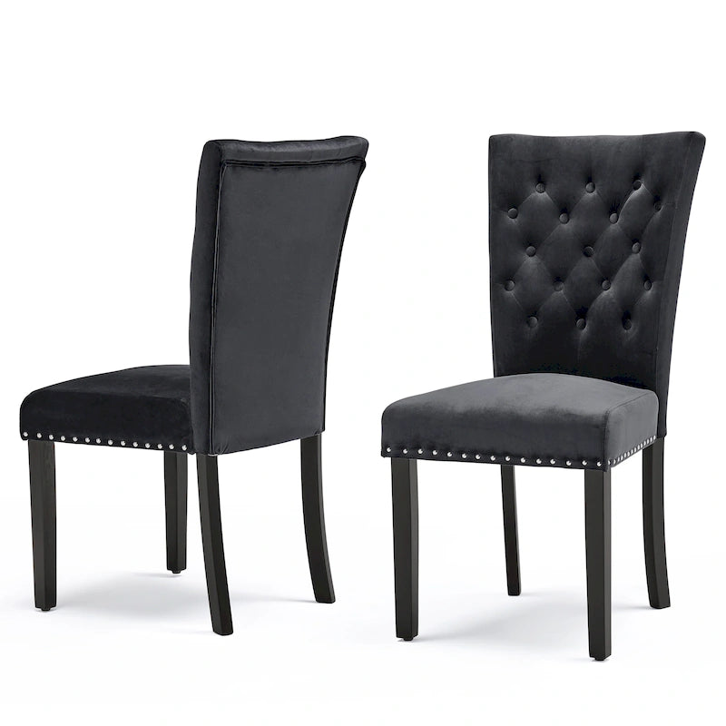 Silver Orchid Flohr Tufted Velvet Dining Chairs (Set of 2)