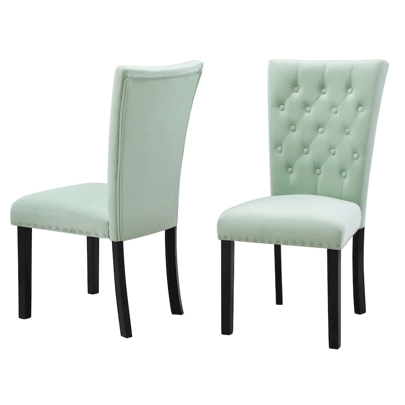 Silver Orchid Flohr Tufted Velvet Dining Chairs (Set of 2)