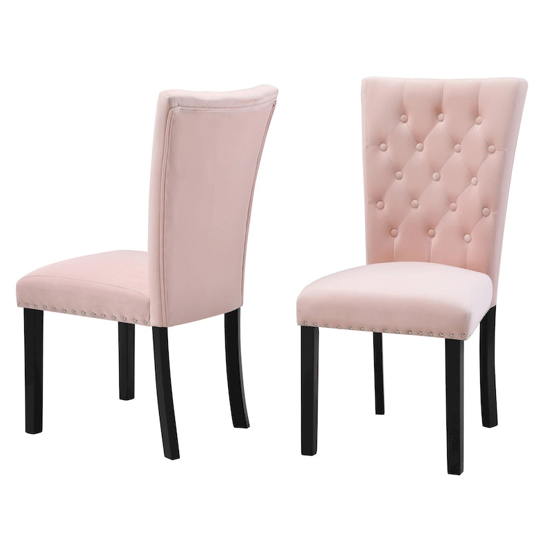 Silver Orchid Flohr Tufted Velvet Dining Chairs (Set of 2)