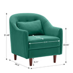 28.34W Set Of 2 Accent Armchair, Velvet Barrel Chair with Solid Wood Legs