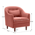28.34W Set Of 2 Accent Armchair, Velvet Barrel Chair with Solid Wood Legs