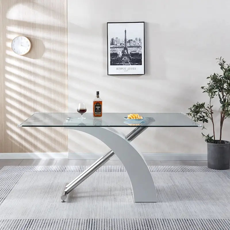 Rectangular Glass Top Dining Table
