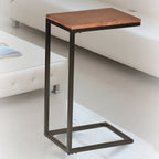 C-Form Accent Table - Harvest Oak Top - Aged Iron Base