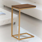 C-Form Accent Table - Harvest Oak Top - Aged Iron Base