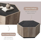 Hexagonal Coffee Table, Scratch Resistant Center Table with Drawers