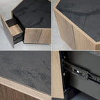 Hexagonal Coffee Table, Scratch Resistant Center Table with Drawers