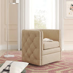 Leslie Top Grain Leather Swivel Tufted Chair