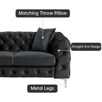 Morden Fort Modern Loveseat Two-Seater Sofa with Dutch Velvet, Solid Wood Frame and Iron Legs