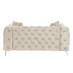 Morden Fort Modern Loveseat Two-Seater Sofa with Dutch Velvet, Solid Wood Frame and Iron Legs