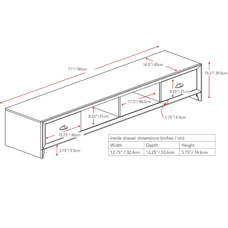 Extra Wide Low Profile TV Stand, for TVs up to 85