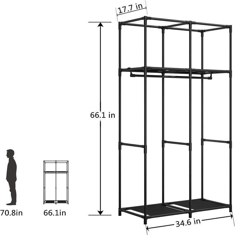 Portable Wardrobe Closet Clothing Organizer - 17.7D x 34.6W x 66.1H