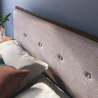 Priage by ZINUS Brown Wood Platform Bed Frame with Adjustable Upholstered Headboard