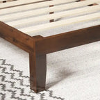Priage by ZINUS Brown Wood Platform Bed Frame with Adjustable Upholstered Headboard