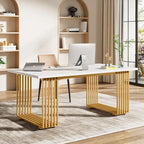 70.9 Inches Modern Office Desk Executive Desk with Gold Metal Legs