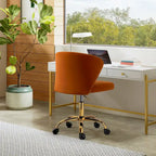 Ilia Modern Velvet Wingback 360 degree Ergonomic Office Task Chair with Channel Tufted Back by HULALA HOME
