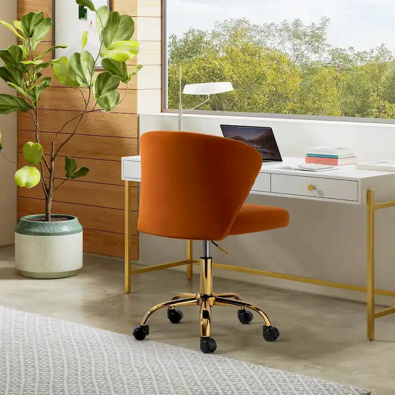 Ilia Modern Velvet Wingback 360 degree Ergonomic Office Task Chair with Channel Tufted Back by HULALA HOME