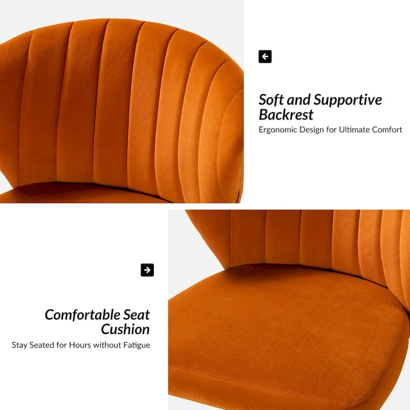 Ilia Modern Velvet Wingback 360 degree Ergonomic Office Task Chair with Channel Tufted Back by HULALA HOME
