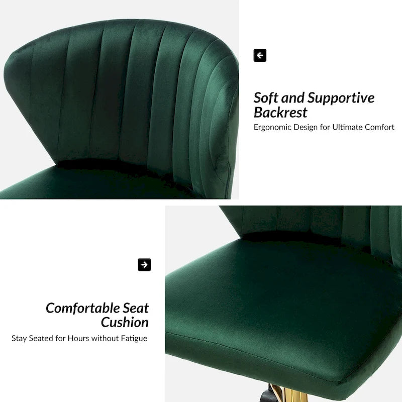 Ilia Modern Velvet Wingback 360 degree Ergonomic Office Task Chair with Channel Tufted Back by HULALA HOME