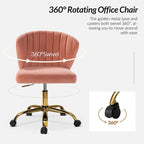 Ilia Modern Velvet Wingback 360 degree Ergonomic Office Task Chair with Channel Tufted Back by HULALA HOME