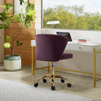 Ilia Modern Velvet Wingback 360 degree Ergonomic Office Task Chair with Channel Tufted Back by HULALA HOME