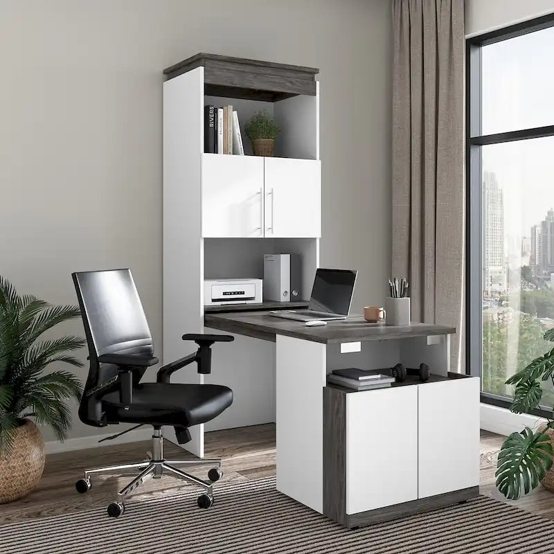 Orion 30W Tall Storage Cabinet with Doors and Fold-Out Desk by Bestar