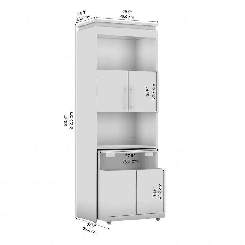 Orion 30W Tall Storage Cabinet with Doors and Fold-Out Desk by Bestar