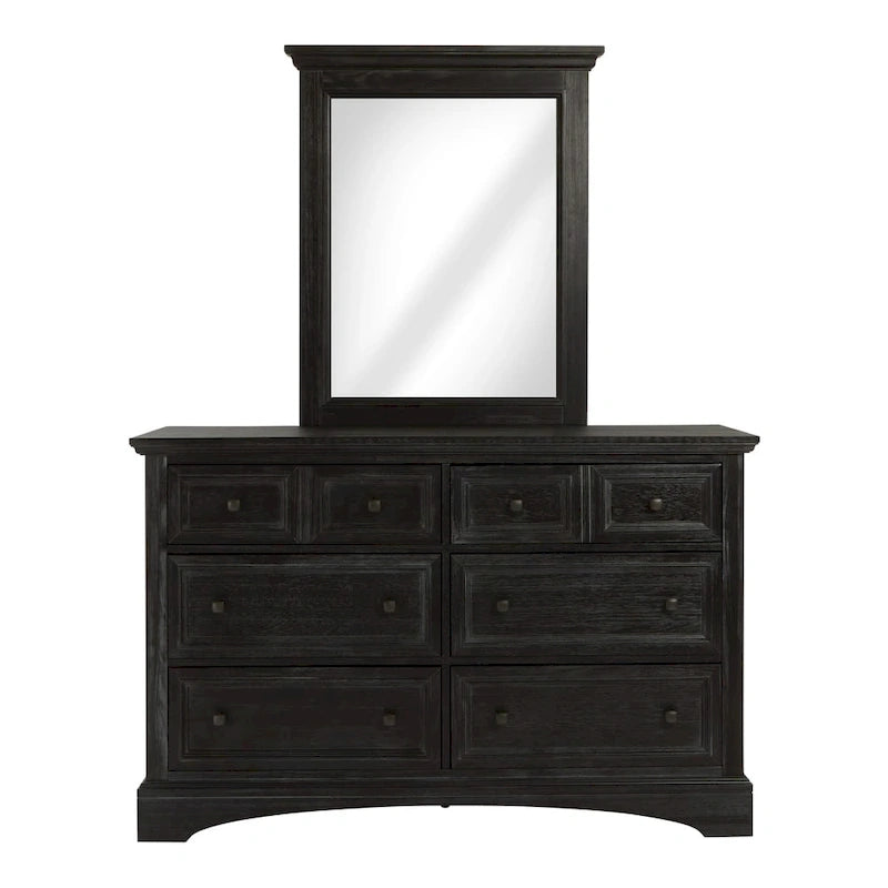 Farmhouse Basics King Bedroom Set with 2 Nightstands, 1 Dresser and 1 Mirror
