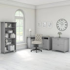 Salinas 55W Corner Desk with Lateral File Cabinet and 5 Shelf Bookcase