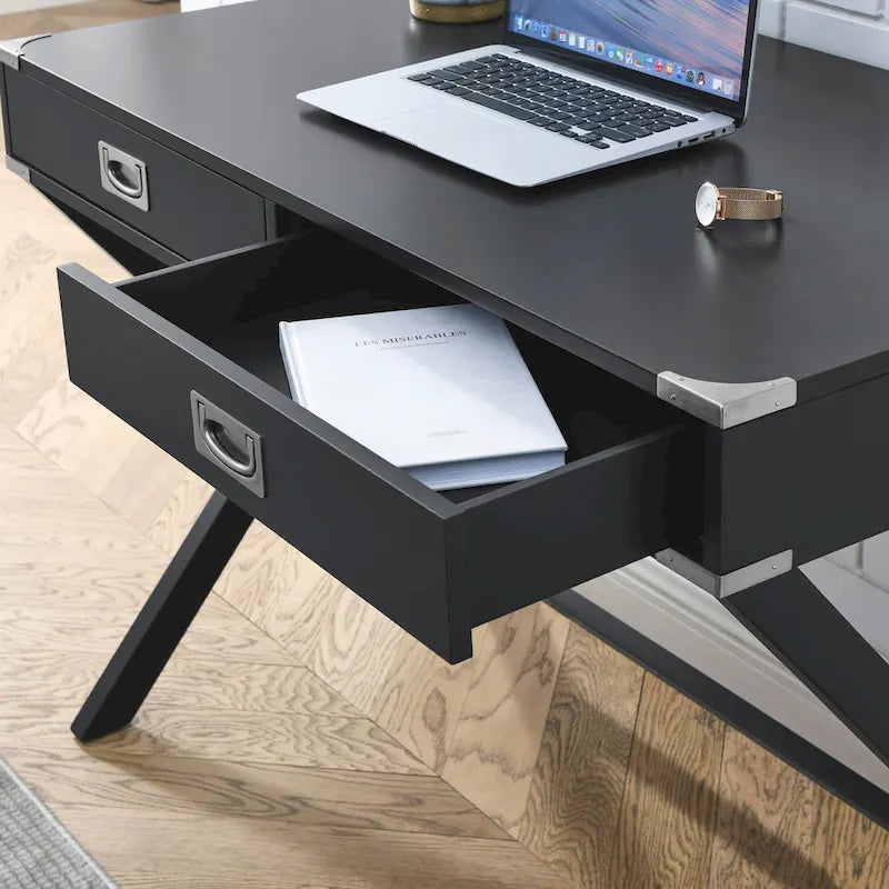 Solid Wood Computer Desk with Drawers