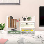 Retro 3-Compartment White Wood Desk Organizer