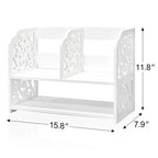 Retro 3-Compartment White Wood Desk Organizer